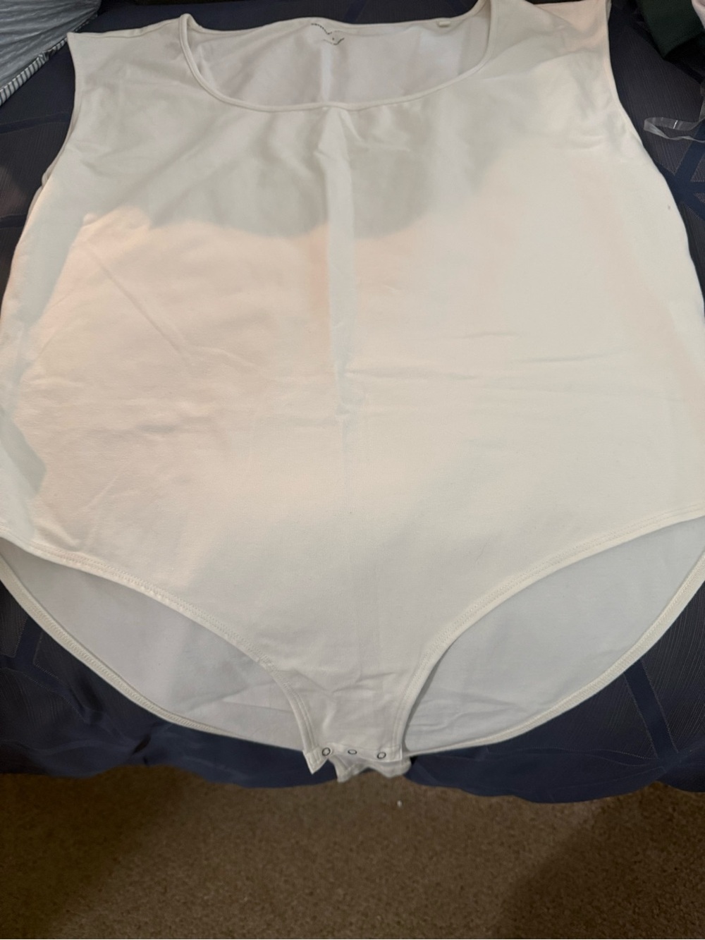 Universal Standard White Sleeveless Bodysuit with Scoop Neck